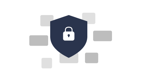 Data privacy and security concept illustrated with a locked shield